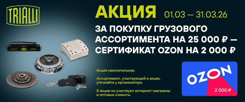 Акция TRIALLI. Сертификат Озон на 2000 руб. в подарок