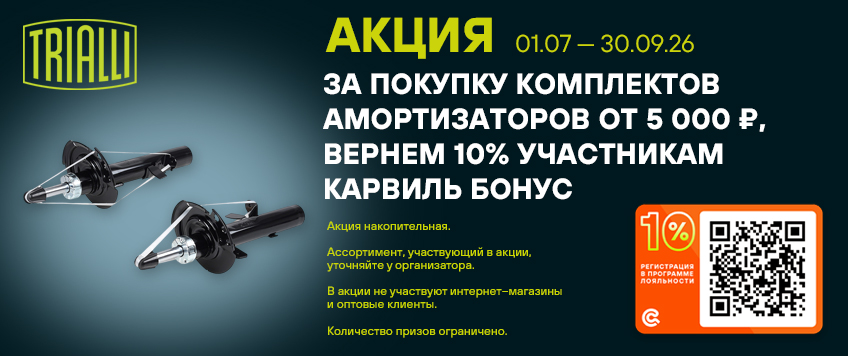 Акция TRIALLI. Вернем 10% участникам Карвиль Бонус