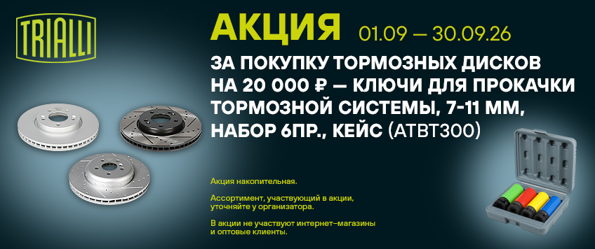 Акция TRIALLI. Набор головок ударных для колесных дисков в подарок