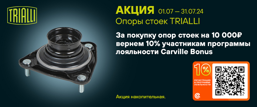 Акция TRIALLI. Вернем 10% участникам программы лояльности Carville Bonus